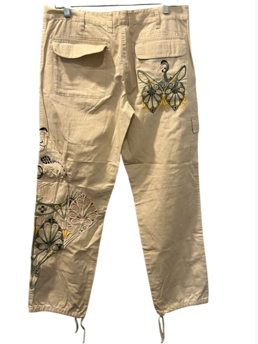Paul & Joe Paris Vintage Embroidered Cargo Pants Art Nouveau Y2K Size 10 (42)